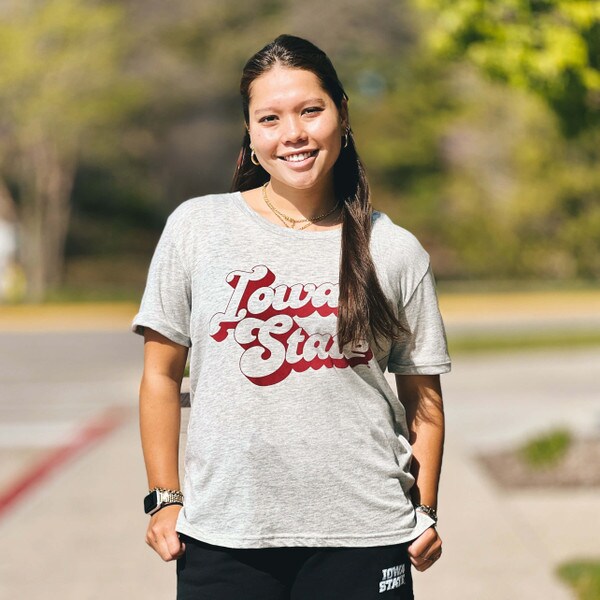 Chicka-d Women's Iowa State Angled Gray Short Sleeve T-shirt